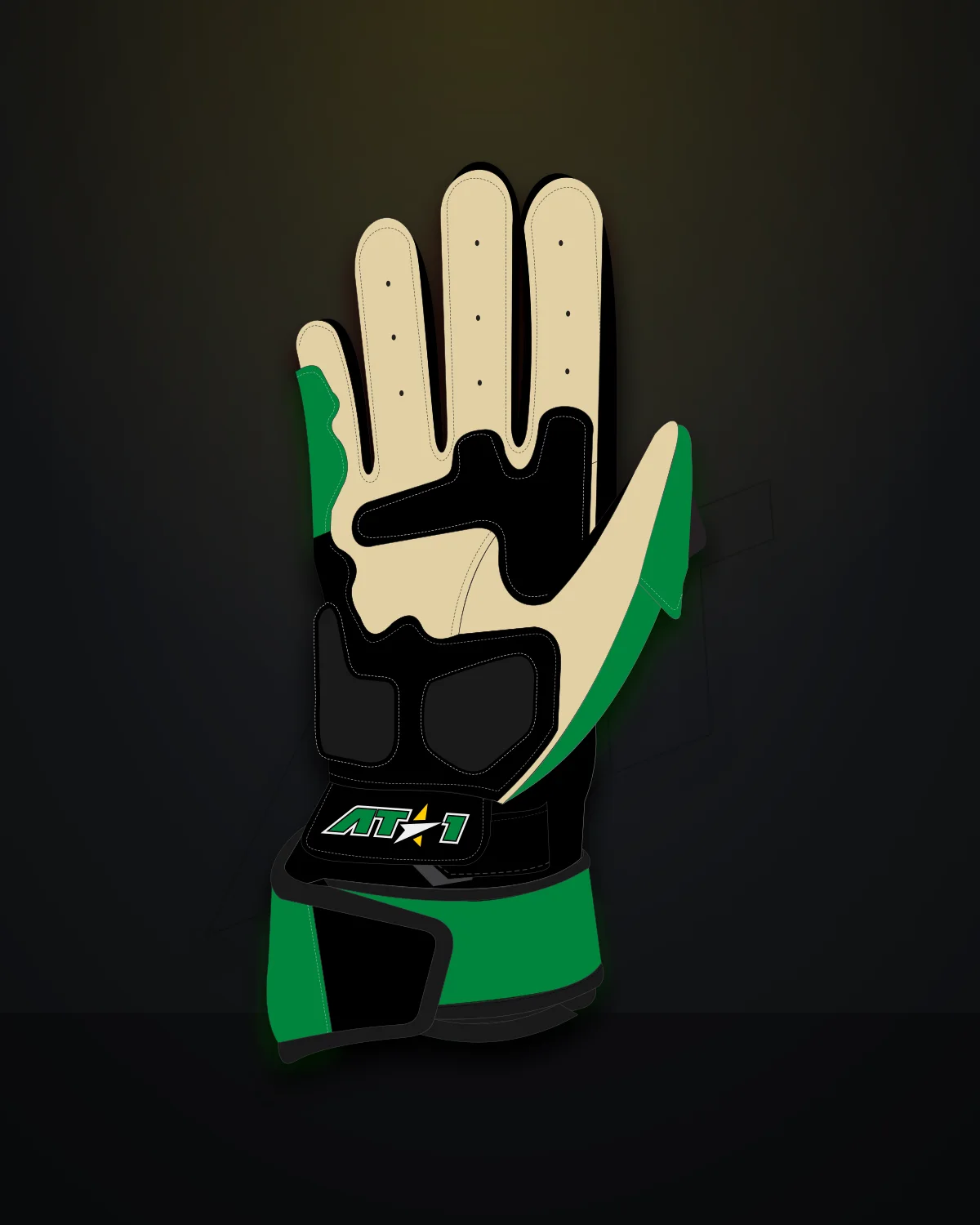 Green & Gold Gloves — Palm (kangaroo)