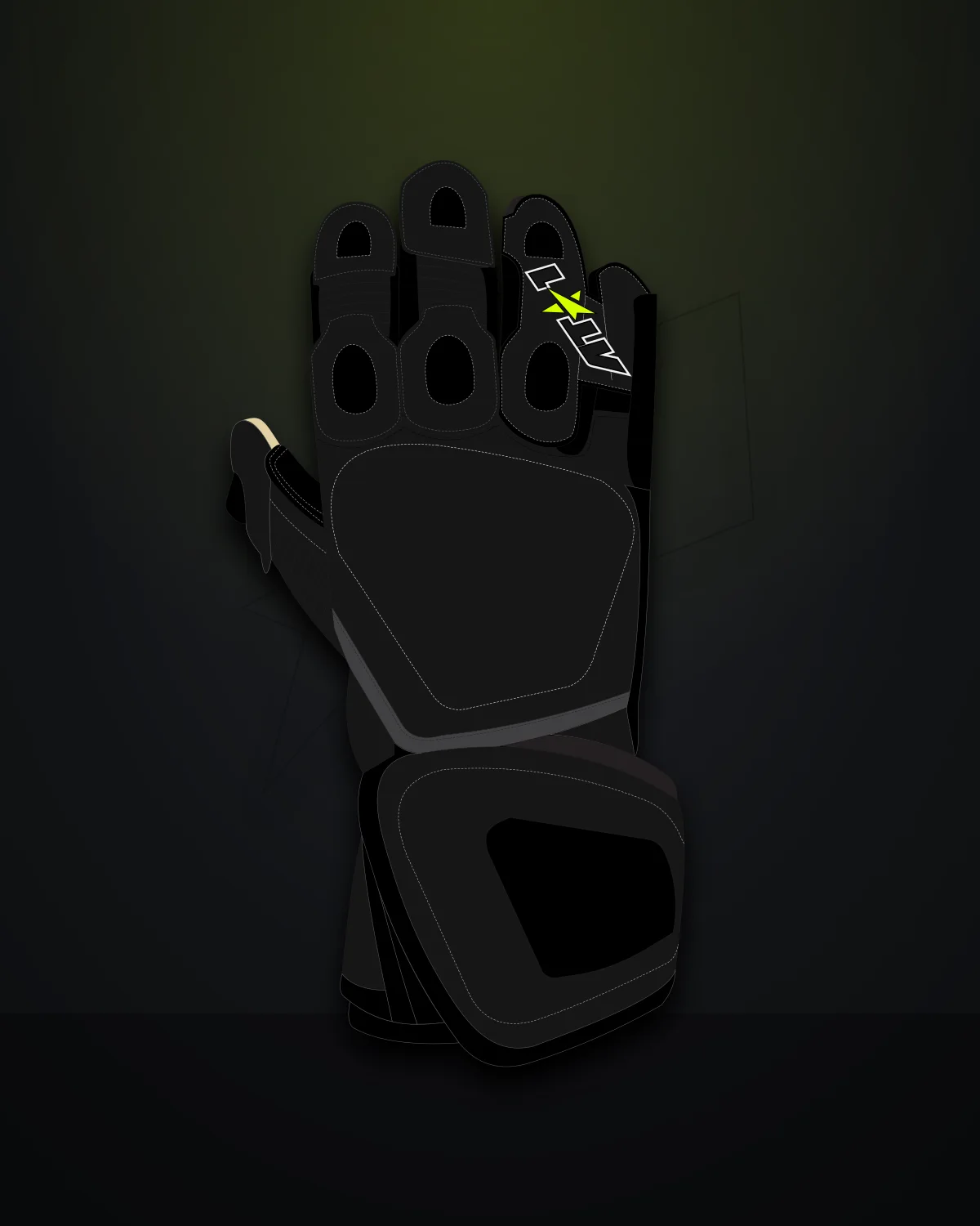 Neon Volt Gloves — Dorsal (knuckle side)