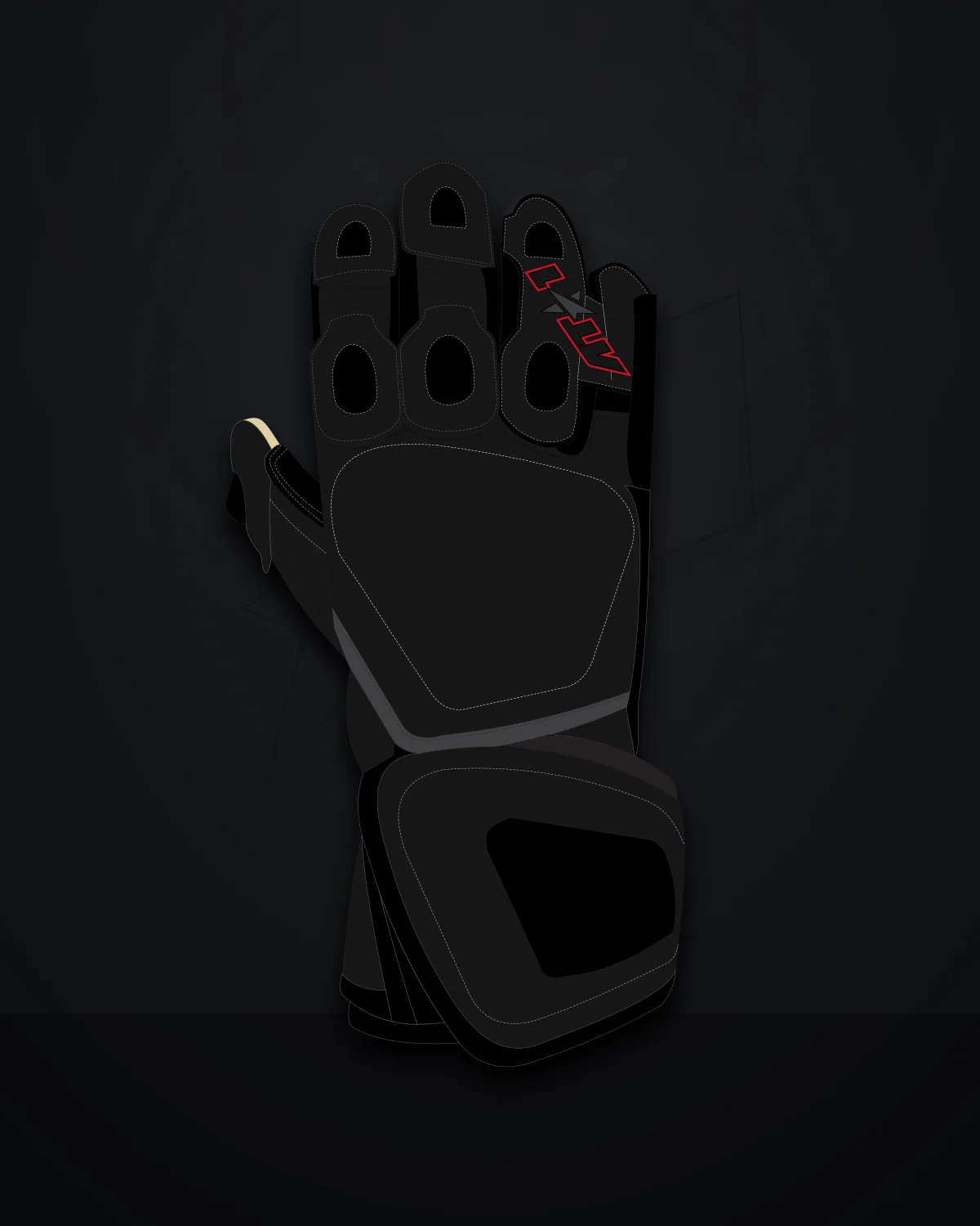 Stealth Blackout Gloves — Dorsal (knuckle side)