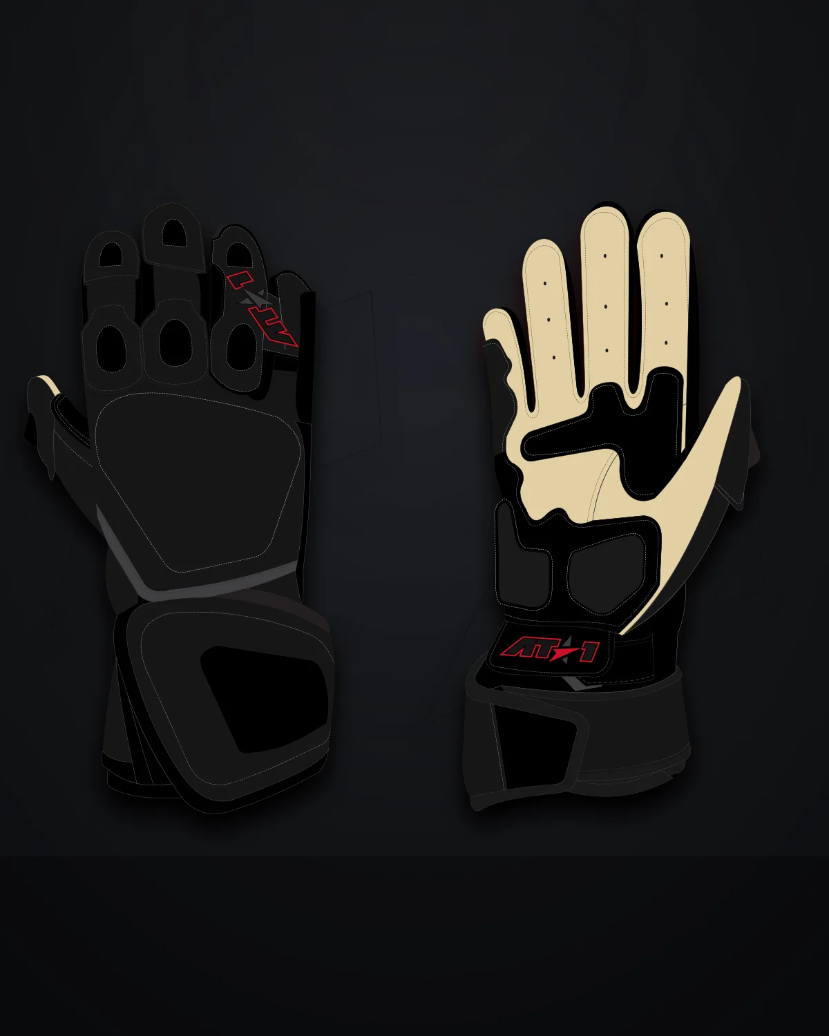 Stealth Blackout Gloves motorcycle racing gloves