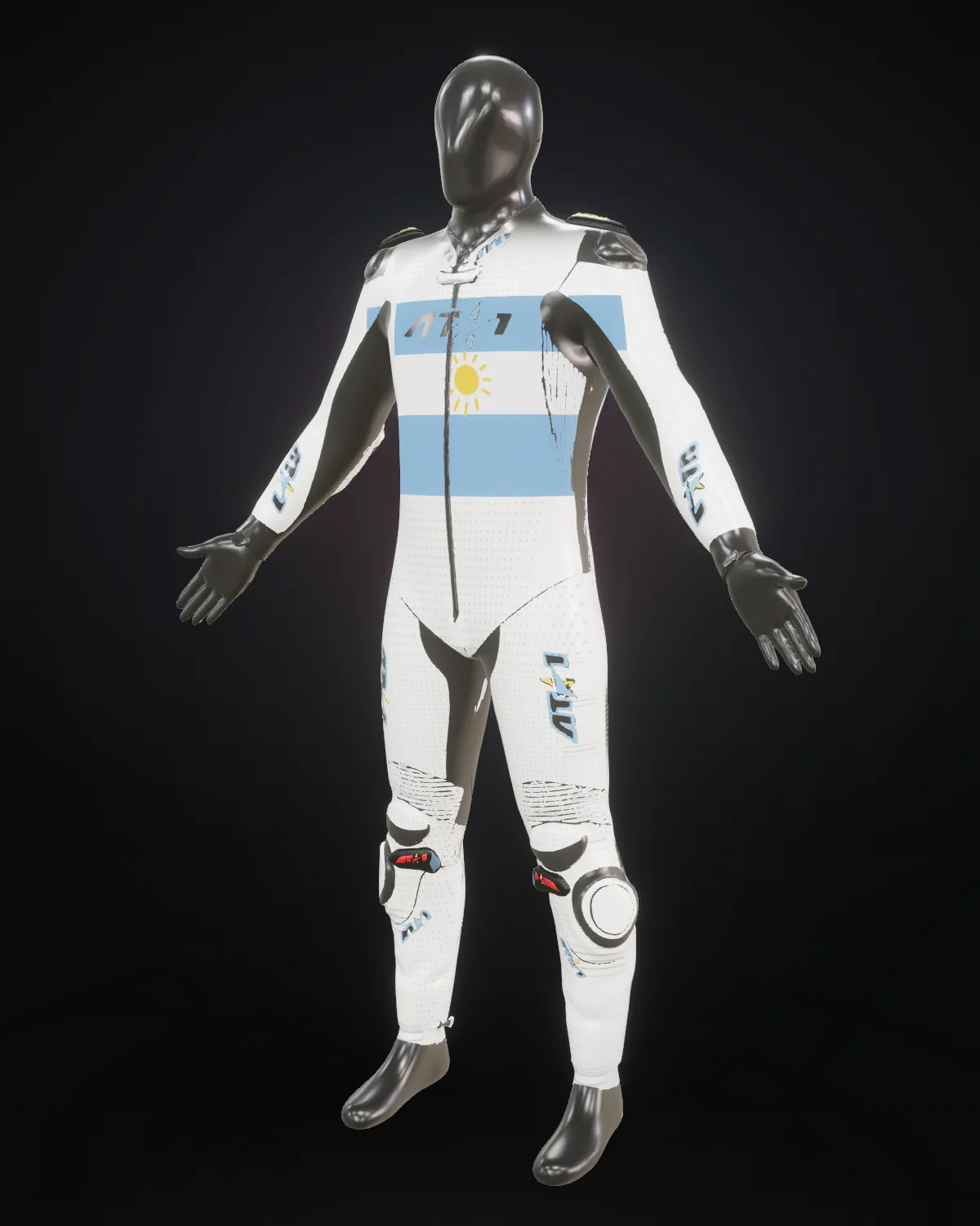 Albiceleste custom motorcycle race suit