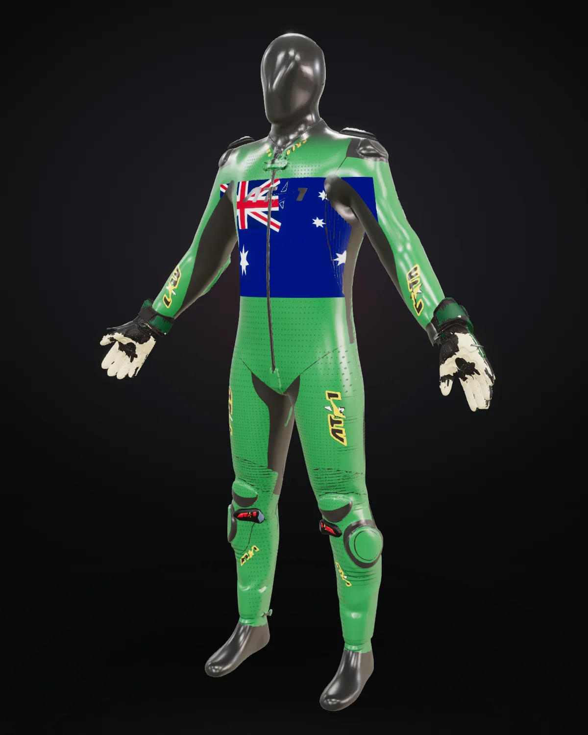 Green & Gold custom motorcycle race suit