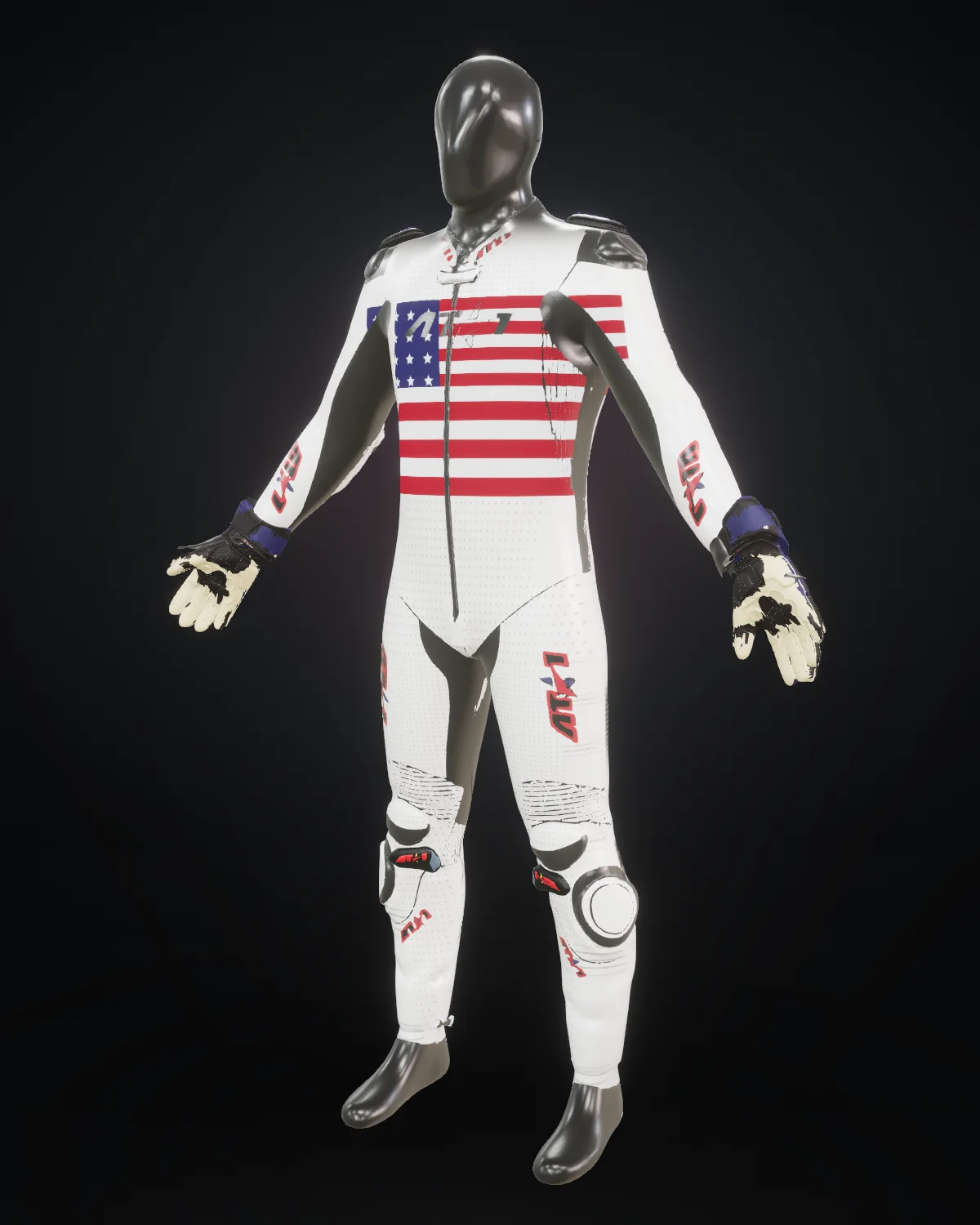 Stars & Stripes custom motorcycle race suit