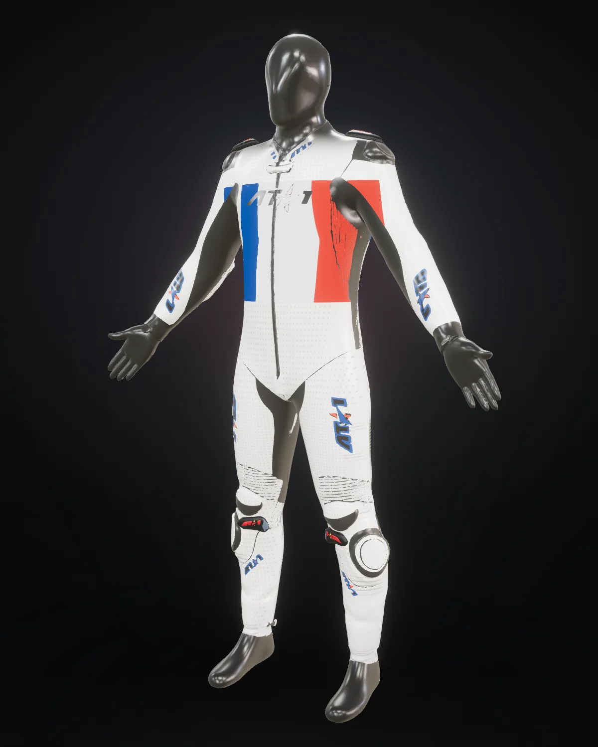 Bleu Blanc Rouge custom motorcycle race suit